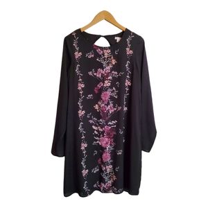 Black Floral long sleeve dress Medium